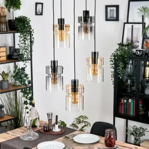 hofstein Hasvik Suspension, Suspension Chrome, Noir, 5 lumières* Lampes Modernes