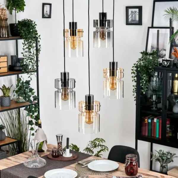 hofstein Hasvik Suspension, Suspension Chrome, Noir, 5 lumières* Lampes Modernes