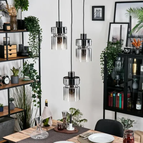 hofstein Hasvik Suspension, Suspension Chrome, Noir, 3 lumières* Lampes Modernes