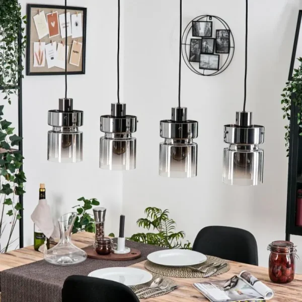 hofstein Hasvik Suspension, Suspension Chrome, Fumé, 4 lumières* Lampes Modernes