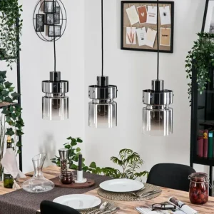 hofstein Hasvik Suspension, Suspension Chrome, Noir, 3 lumières* Lampes Modernes