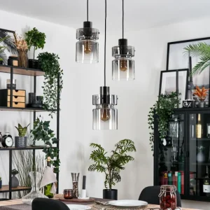 hofstein Hasvik Suspension, Suspension Chrome, Noir, 3 lumières* Lampes Modernes