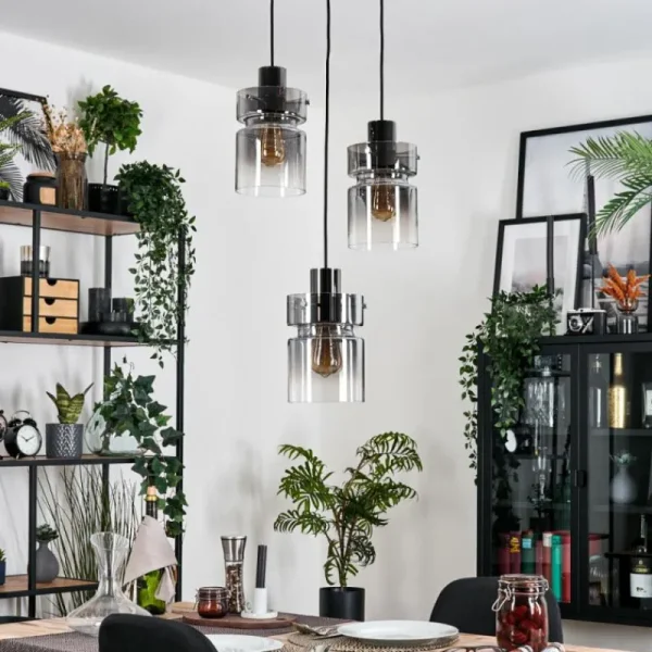 hofstein Hasvik Suspension, Suspension Chrome, Noir, 3 lumières* Lampes Modernes