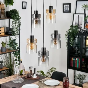hofstein Hasvik Suspension, Suspension Chrome, Noir, 5 lumières* Lampes Modernes