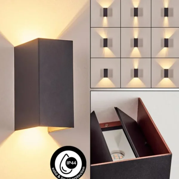 hofstein Hoods Lampe murale d´extérieur, Luminaire Up & Down, Applique murale LED Cuivre, Noir, 1 lumière* Lampes Modernes