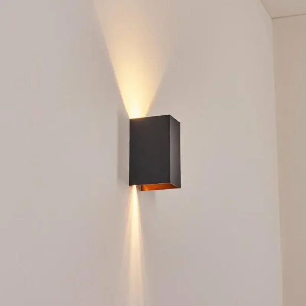 hofstein Hoods Lampe murale d´extérieur, Luminaire Up & Down, Applique murale LED Cuivre, Noir, 1 lumière* Lampes Modernes