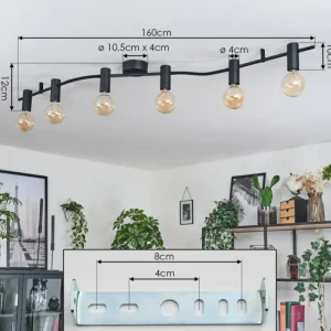 hofstein Hukamaa Plafonnier Noir, 6 lumières* Lampes Modernes