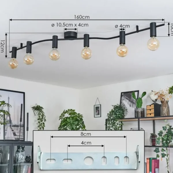 hofstein Hukamaa Plafonnier Noir, 6 lumières* Lampes Modernes