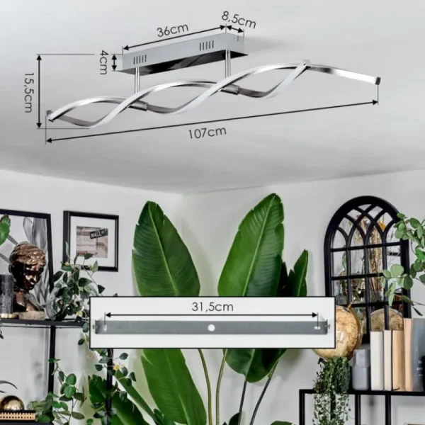 hofstein Imatro Plafonnier LED Nickel mat, Argenté, 2 lumières* Lampes Modernes