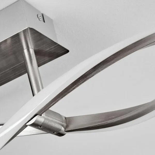 hofstein Imatro Plafonnier LED Nickel mat, Argenté, 2 lumières* Lampes Modernes