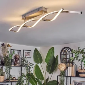 hofstein Imatro Plafonnier LED Nickel mat, Argenté, 2 lumières* Lampes Modernes