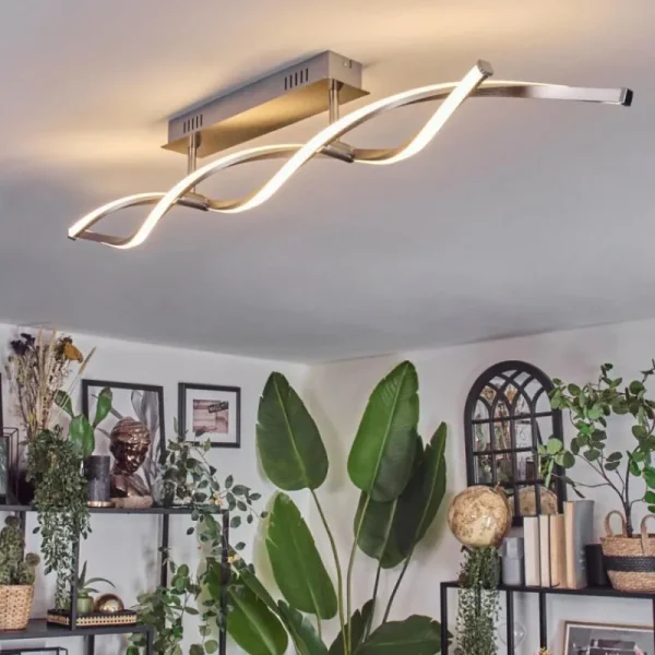 hofstein Imatro Plafonnier LED Nickel mat, Argenté, 2 lumières* Lampes Modernes