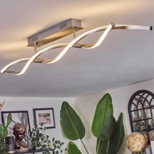 hofstein Imatro Plafonnier LED Nickel mat, Argenté, 2 lumières* Lampes Modernes