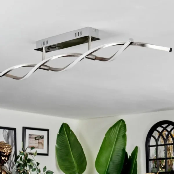hofstein Imatro Plafonnier LED Nickel mat, Argenté, 2 lumières* Lampes Modernes