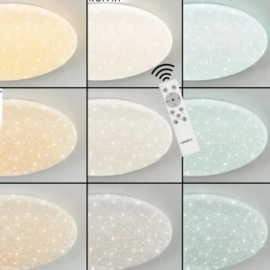 hofstein Junor Plafonnier LED Blanc, 1 lumière, Télécommandes* Lampes Modernes