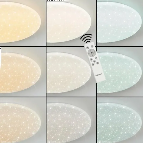 hofstein Junor Plafonnier LED Blanc, 1 lumière, Télécommandes* Lampes Modernes
