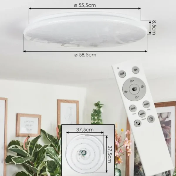 hofstein Junor Plafonnier LED Blanc, 1 lumière, Télécommandes* Lampes Modernes