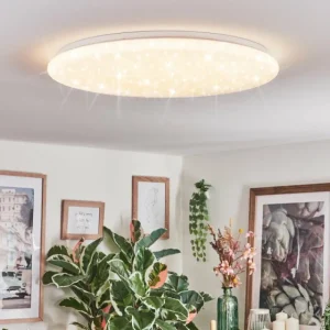 hofstein Junor Plafonnier LED Blanc, 1 lumière, Télécommandes* Lampes Modernes
