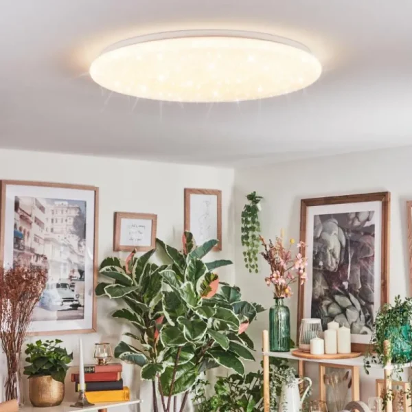 hofstein Junor Plafonnier LED Blanc, 1 lumière, Télécommandes* Lampes Modernes