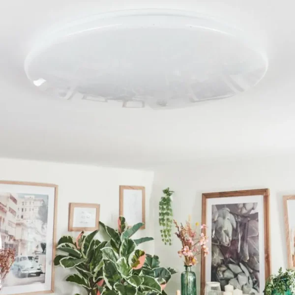 hofstein Junor Plafonnier LED Blanc, 1 lumière, Télécommandes* Lampes Modernes