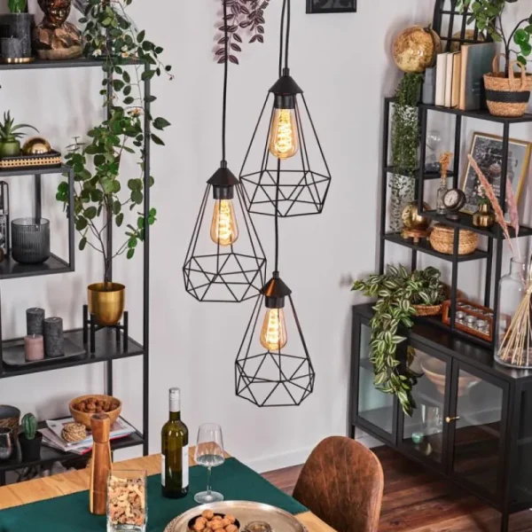 hofstein Kigali Suspension, Suspension Noir, 3 lumières* Lampes Modernes