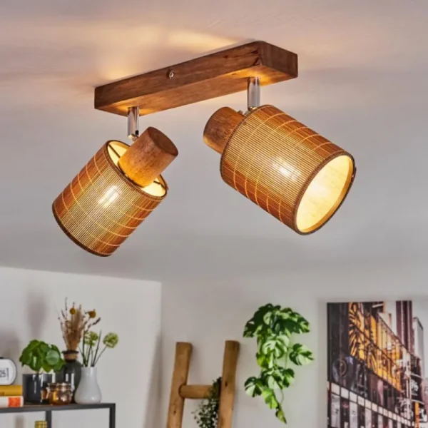 hofstein Kinnared Plafonnier Chrome, Écru, 2 lumières* Lampes Modernes
