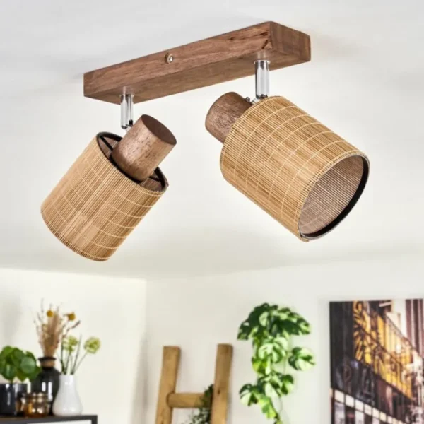 hofstein Kinnared Plafonnier Chrome, Écru, 2 lumières* Lampes Modernes
