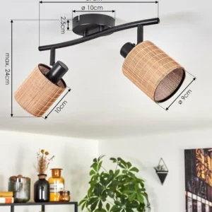 hofstein Kinnared Plafonnier Noir, 2 lumières* Lampes Modernes