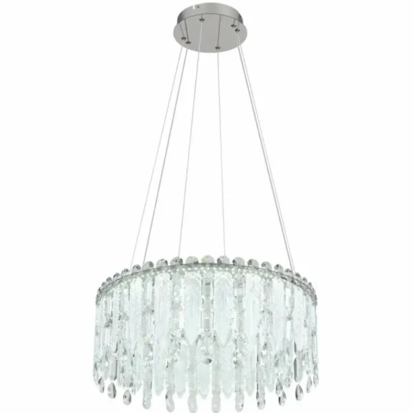 Luminaires Globo Lighting Klunka Suspension LED Chrome, 1 lumière, Télécommandes* Lampes En Verre