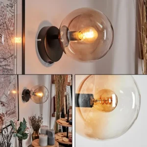 hofstein Koyoto Boule lumineuse, Applique murale, Spot mural Ambre, Clair, 1 lumière* Lampes En Verre