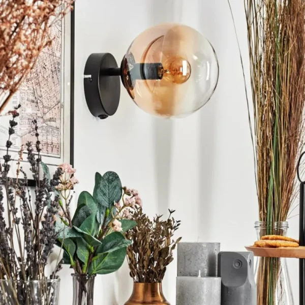 hofstein Koyoto Boule lumineuse, Applique murale, Spot mural Ambre, Clair, 1 lumière* Lampes En Verre