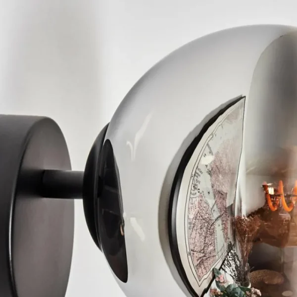 hofstein Koyoto Boule lumineuse, Applique murale, Spot mural Chrome, Clair, Fumé, 1 lumière* Lampes Modernes