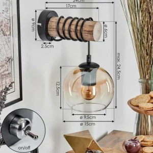 hofstein Koyoto Boule lumineuse, Applique murale Écru, Noir, 1 lumière* Lampes Modernes