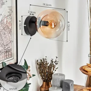 hofstein Koyoto Boule lumineuse, Applique murale, Spot mural Ambre, Clair, 1 lumière* Lampes En Verre