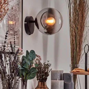 hofstein Koyoto Boule lumineuse, Applique murale, Spot mural Chrome, Clair, Fumé, 1 lumière* Lampes Modernes