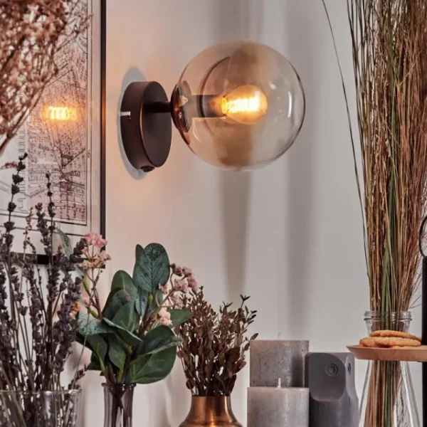 hofstein Koyoto Boule lumineuse, Applique murale, Spot mural Ambre, Clair, 1 lumière* Lampes En Verre
