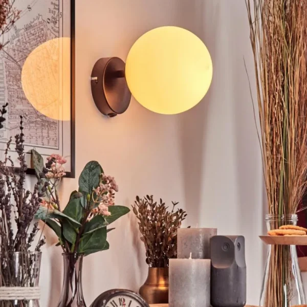 hofstein Koyoto Boule lumineuse, Applique murale, Spot mural Blanc, 1 lumière* Lampes En Verre