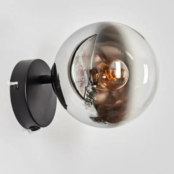 hofstein Koyoto Boule lumineuse, Applique murale, Spot mural Chrome, Clair, Fumé, 1 lumière* Lampes Modernes