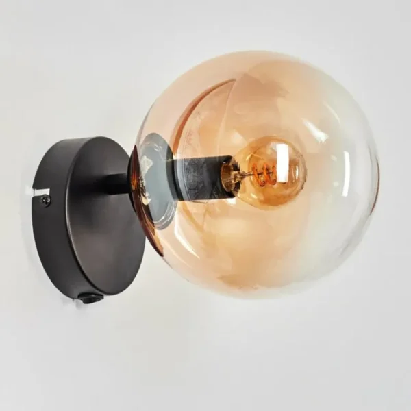 hofstein Koyoto Boule lumineuse, Applique murale, Spot mural Ambre, Clair, 1 lumière* Lampes En Verre