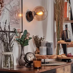 hofstein Koyoto Boule lumineuse, Applique murale, Spot mural Ambre, Clair, 1 lumière* Lampes En Verre