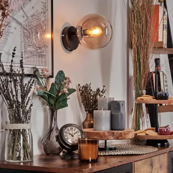 hofstein Koyoto Boule lumineuse, Applique murale, Spot mural Ambre, Clair, 1 lumière* Lampes En Verre