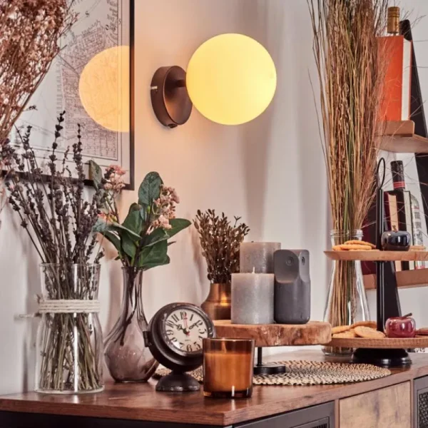 hofstein Koyoto Boule lumineuse, Applique murale, Spot mural Blanc, 1 lumière* Lampes En Verre