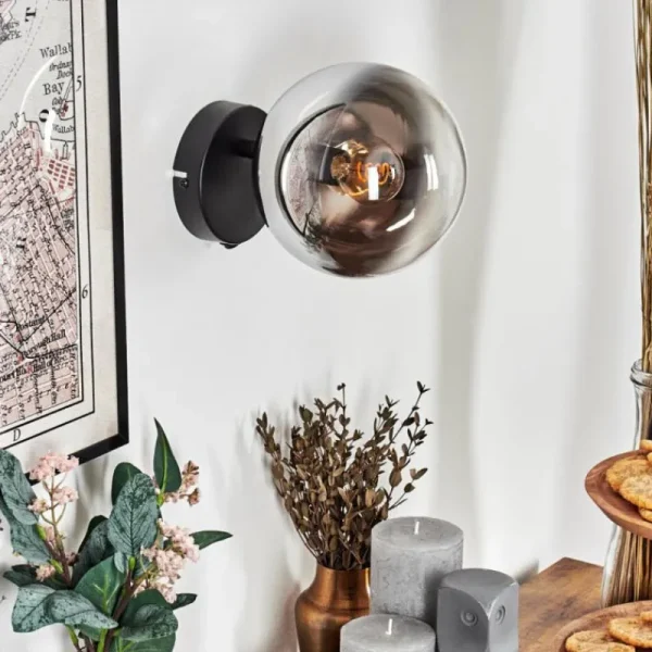 hofstein Koyoto Boule lumineuse, Applique murale, Spot mural Chrome, Clair, Fumé, 1 lumière* Lampes Modernes