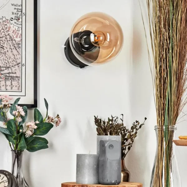 hofstein Koyoto Boule lumineuse, Applique murale, Spot mural Ambre, Clair, 1 lumière* Lampes En Verre