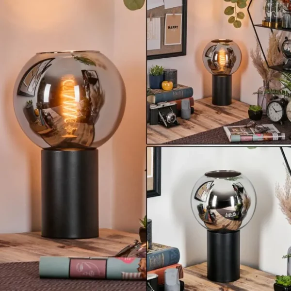 hofstein Koyoto Boule lumineuse, Lampe de bureau, Lampe à poser Chrome, Fumé, 1 lumière* Lampes Modernes