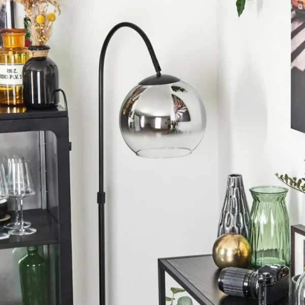 hofstein Koyoto Boule lumineuse, Lampadaire Chrome, Clair, Fumé, 1 lumière* Lampes Modernes