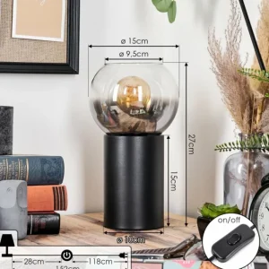 hofstein Koyoto Boule lumineuse, Lampe de bureau, Lampe à poser Clair, Fumé, 1 lumière* Lampes Modernes