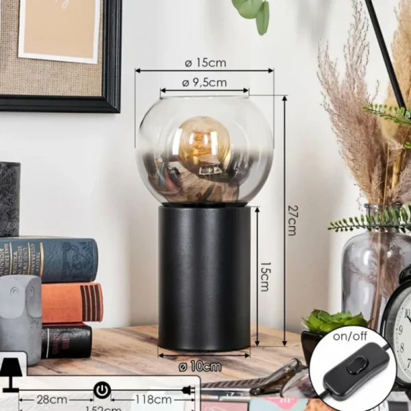 hofstein Koyoto Boule lumineuse, Lampe de bureau, Lampe à poser Clair, Fumé, 1 lumière* Lampes Modernes