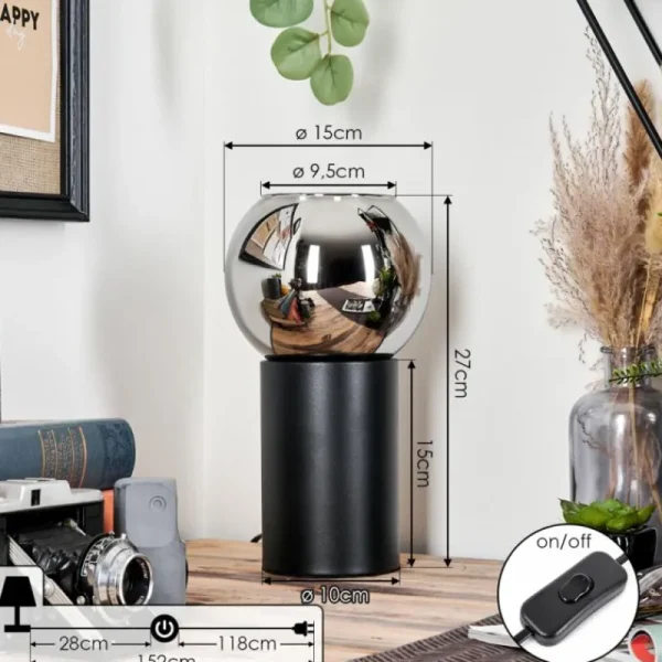 hofstein Koyoto Boule lumineuse, Lampe de bureau, Lampe à poser Chrome, Fumé, 1 lumière* Lampes Modernes