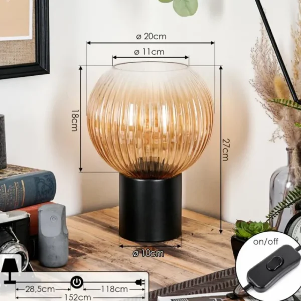 hofstein Koyoto Boule lumineuse, Lampe de bureau, Lampe à poser Ambre, Clair, 1 lumière* Lampes Modernes